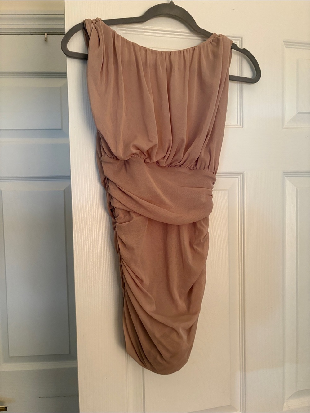 Zara One-Shoulder Blush Taupe Dress
